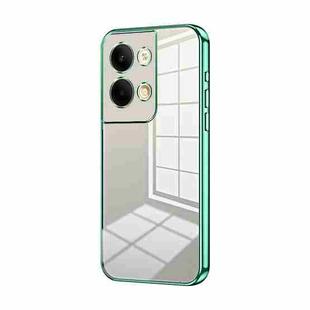 For OPPO Reno9 / Reno9 Pro Transparent Plating Fine Hole Phone Case(Green)