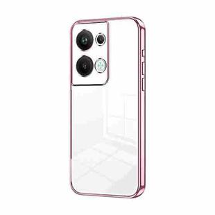 For OPPO Reno9 Pro+ Transparent Plating Fine Hole Phone Case(Pink)