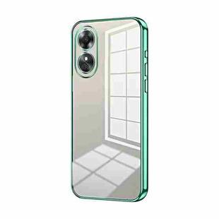 For OPPO A17 / A17K Transparent Plating Fine Hole Phone Case(Green)
