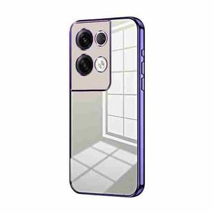 For OPPO Reno8 Pro+ Transparent Plating Fine Hole Phone Case(Purple)