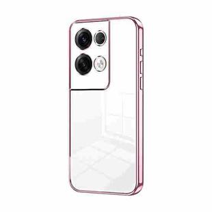 For OPPO Reno8 Pro+ Transparent Plating Fine Hole Phone Case(Pink)