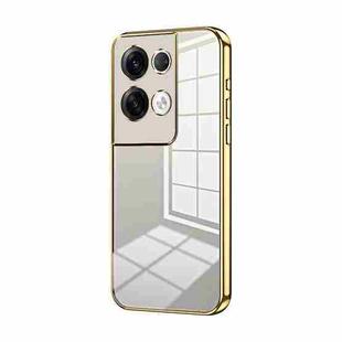 For OPPO Reno8 Pro+ Transparent Plating Fine Hole Phone Case(Gold)