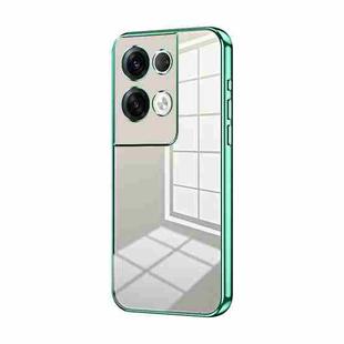 For OPPO Reno8 Pro+ Transparent Plating Fine Hole Phone Case(Green)