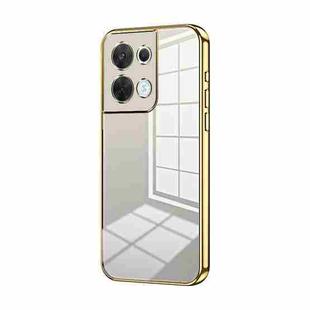 For OPPO Reno8 Transparent Plating Fine Hole Phone Case(Gold)