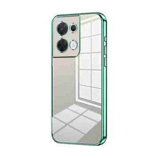 For OPPO Reno8 Transparent Plating Fine Hole Phone Case(Green)