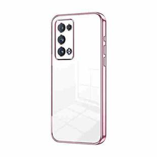 For OPPO Reno6 Pro+ Transparent Plating Fine Hole Phone Case(Pink)