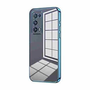 For OPPO Reno6 Pro+ Transparent Plating Fine Hole Phone Case(Blue)