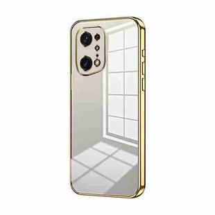 For OPPO Find X5 Pro Transparent Plating Fine Hole Phone Case(Gold)