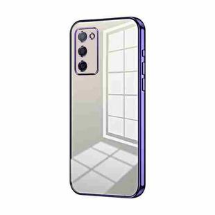 For OPPO A55 5G / A56 / A53s 5G Transparent Plating Fine Hole Phone Case(Purple)