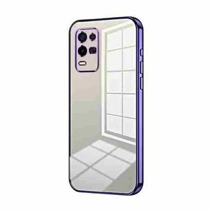 For OPPO K9x Transparent Plating Fine Hole Phone Case(Purple)
