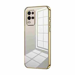 For OPPO K9x Transparent Plating Fine Hole Phone Case(Gold)