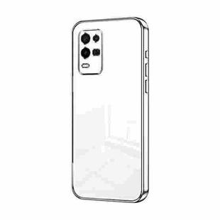 For OPPO K9x Transparent Plating Fine Hole Phone Case(Silver)