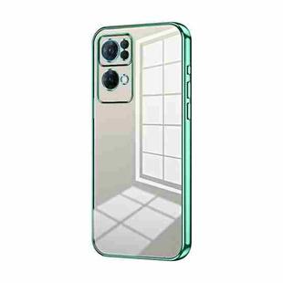 For OPPO Reno7 Pro Transparent Plating Fine Hole Phone Case(Green)