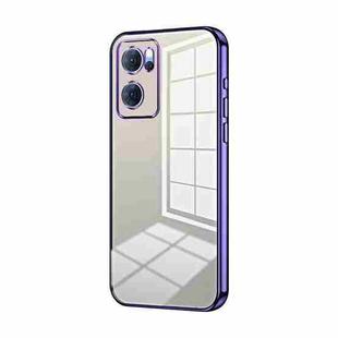 For OPPO Reno7 5G Transparent Plating Fine Hole Phone Case(Purple)