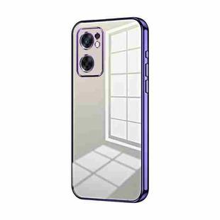 For OPPO Reno7 SE Transparent Plating Fine Hole Phone Case(Purple)