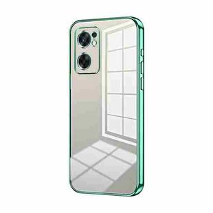 For OPPO Reno7 SE Transparent Plating Fine Hole Phone Case(Green)