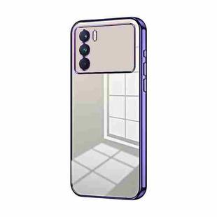 For OPPO K9 Pro Transparent Plating Fine Hole Phone Case(Purple)