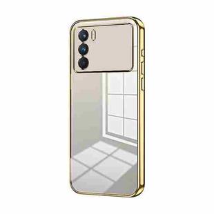 For OPPO K9 Pro Transparent Plating Fine Hole Phone Case(Gold)