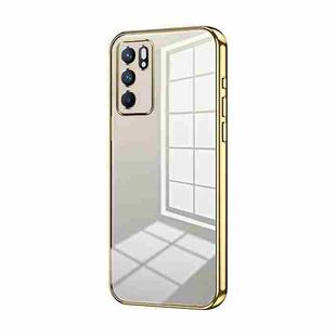 For OPPO Reno6 Indian / Malay Transparent Plating Fine Hole Phone Case(Gold)