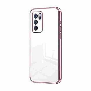 For OPPO Reno6 Pro Indian  Transparent Plating Fine Hole Phone Case(Pink)