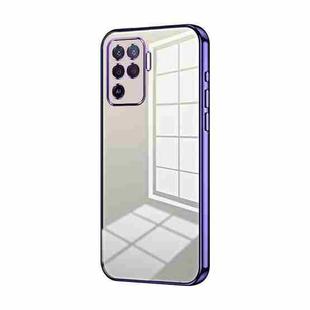 For OPPO A94 4G Transparent Plating Fine Hole Phone Case(Purple)