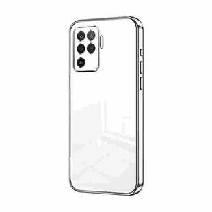 For OPPO A94 4G Transparent Plating Fine Hole Phone Case(Silver)