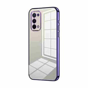 For OPPO A54 5G Transparent Plating Fine Hole Phone Case(Purple)