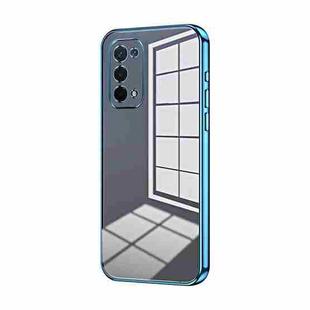 For OPPO A54 5G Transparent Plating Fine Hole Phone Case(Blue)
