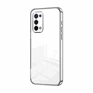 For OPPO A54 5G Transparent Plating Fine Hole Phone Case(Silver)