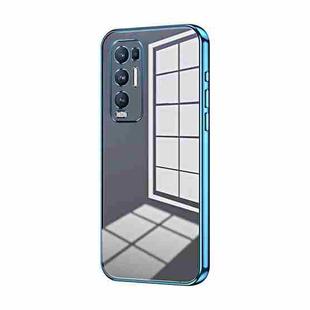 For OPPO Reno5 Pro+ Transparent Plating Fine Hole Phone Case(Blue)