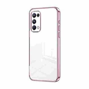 For OPPO Reno5 Pro Transparent Plating Fine Hole Phone Case(Pink)