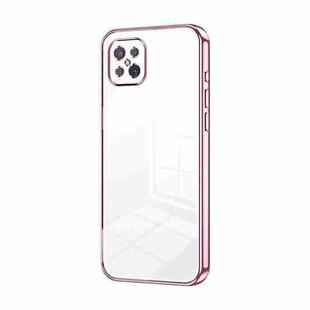 For OPPO A92s / Reno4 Z 5G Transparent Plating Fine Hole Phone Case(Pink)