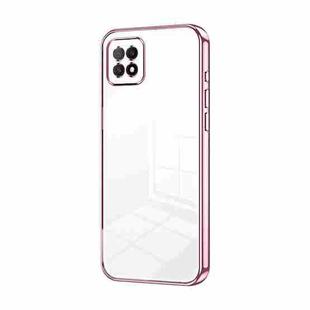 For OPPO A72 5G / A73 5G Transparent Plating Fine Hole Phone Case(Pink)