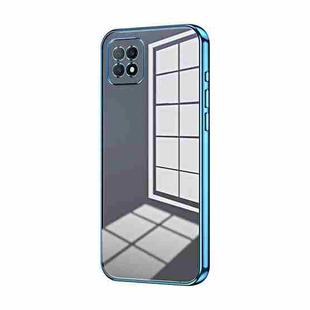 For OPPO A72 5G / A73 5G Transparent Plating Fine Hole Phone Case(Blue)