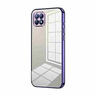 For OPPO Reno4 SE Transparent Plating Fine Hole Phone Case(Purple)