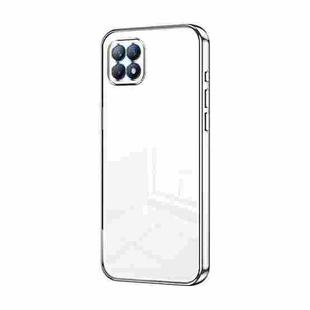 For OPPO Reno4 SE Transparent Plating Fine Hole Phone Case(Silver)