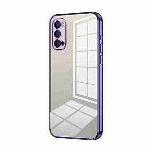 For OPPO Reno4 Transparent Plating Fine Hole Phone Case(Purple)