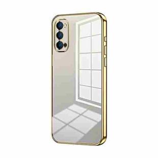 For OPPO Reno4 Transparent Plating Fine Hole Phone Case(Gold)
