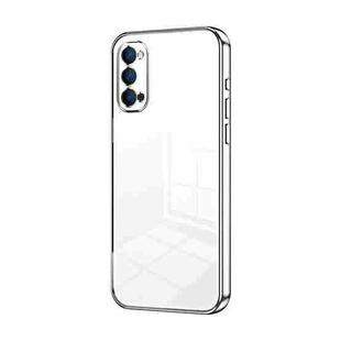 For OPPO Reno4 Transparent Plating Fine Hole Phone Case(Silver)