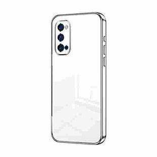 For OPPO Reno4 Pro Transparent Plating Fine Hole Phone Case(Silver)