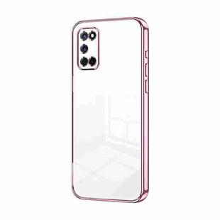 For OPPO A52 / A72 / A92 Transparent Plating Fine Hole Phone Case(Pink)