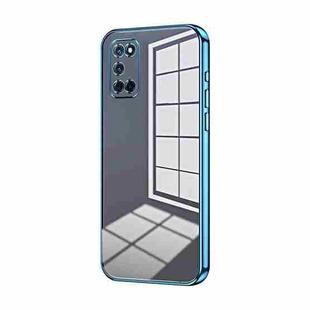 For OPPO A52 / A72 / A92 Transparent Plating Fine Hole Phone Case(Blue)