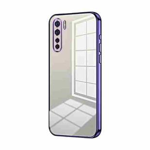 For OPPO Reno3 4G / F15 / A91 Transparent Plating Fine Hole Phone Case(Purple)