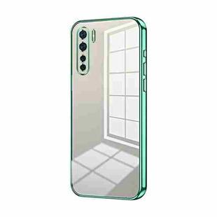 For OPPO Reno3 4G / F15 / A91 Transparent Plating Fine Hole Phone Case(Green)
