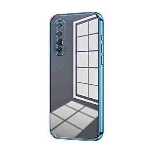 For OPPO Reno3 Pro Transparent Plating Fine Hole Phone Case(Blue)