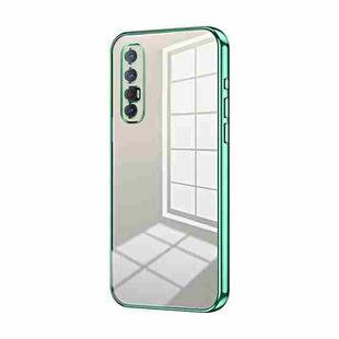 For OPPO Reno3 Pro Transparent Plating Fine Hole Phone Case(Green)
