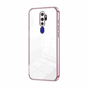 For OPPO A11x / A9 2020 Transparent Plating Fine Hole Phone Case(Pink)