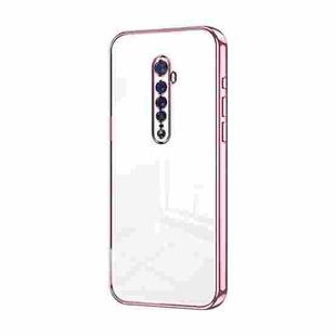 For OPPO Reno2 Transparent Plating Fine Hole Phone Case(Pink)
