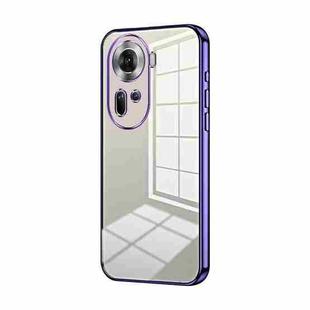 For OPPO Reno11 Global Transparent Plating Fine Hole Phone Case(Purple)