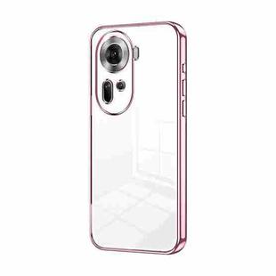 For OPPO Reno11 Global Transparent Plating Fine Hole Phone Case(Pink)